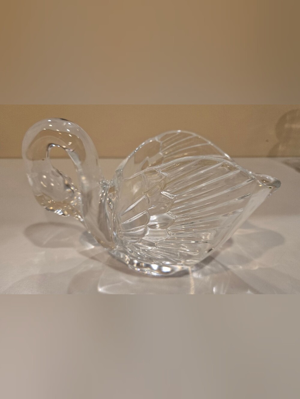 Vintage Crystal d' Arques Clear Glass Swan Decorative Bowl - Home Art